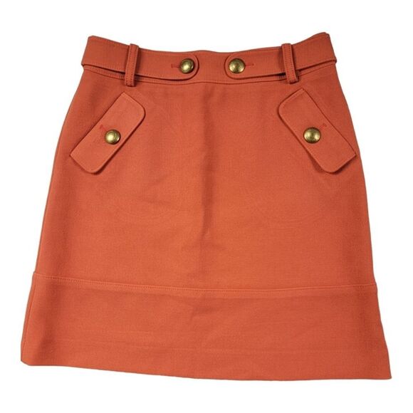 Brooks Brothers Women Mini Skirt Orange Pockets Logo Buttons Size 2 - Picture 5 of 16